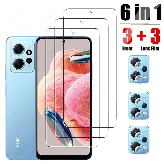 6In1 Tempered Glass for Xiaomi Redmi Note 12 4G 12 Turbo Screen Protector Camera Lens Film for Redmi Note 12 Pro plus 5G Glass